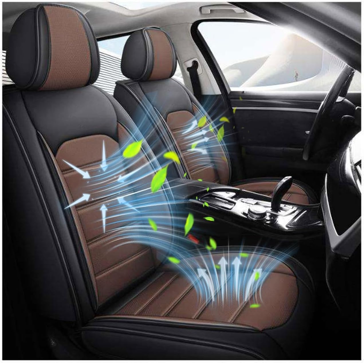 Car Seat Covers Set Front & Rear Complete for Buick Encore/Encore GX 2012-2025,Full Set with Airbag Compatible Protectors Car Seat Accessories - 5PCS - Brown
