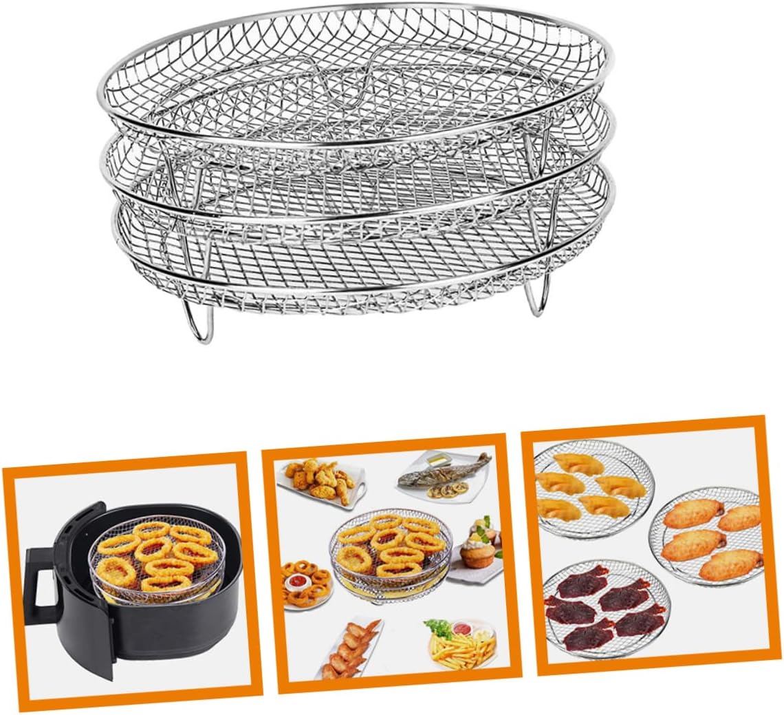 Stainless Steel Three Layer Air Fryer Grill Rack for Kitchen
