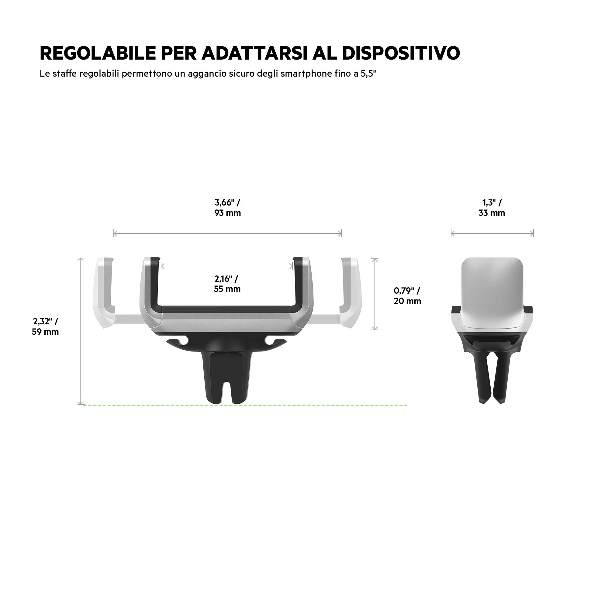 Belkin Supporto da Auto per Bocchette dell'Aria per iPhone 14/14 Plus, 14 Pro/Pro Max, 13, 13 Pro/Pro Max, 13 mini, 12, 11, XS, XR, X, SE, 8/8 Plus, Samsung Note9, S10/S10+/S10e, LG, Sony, Google ecc