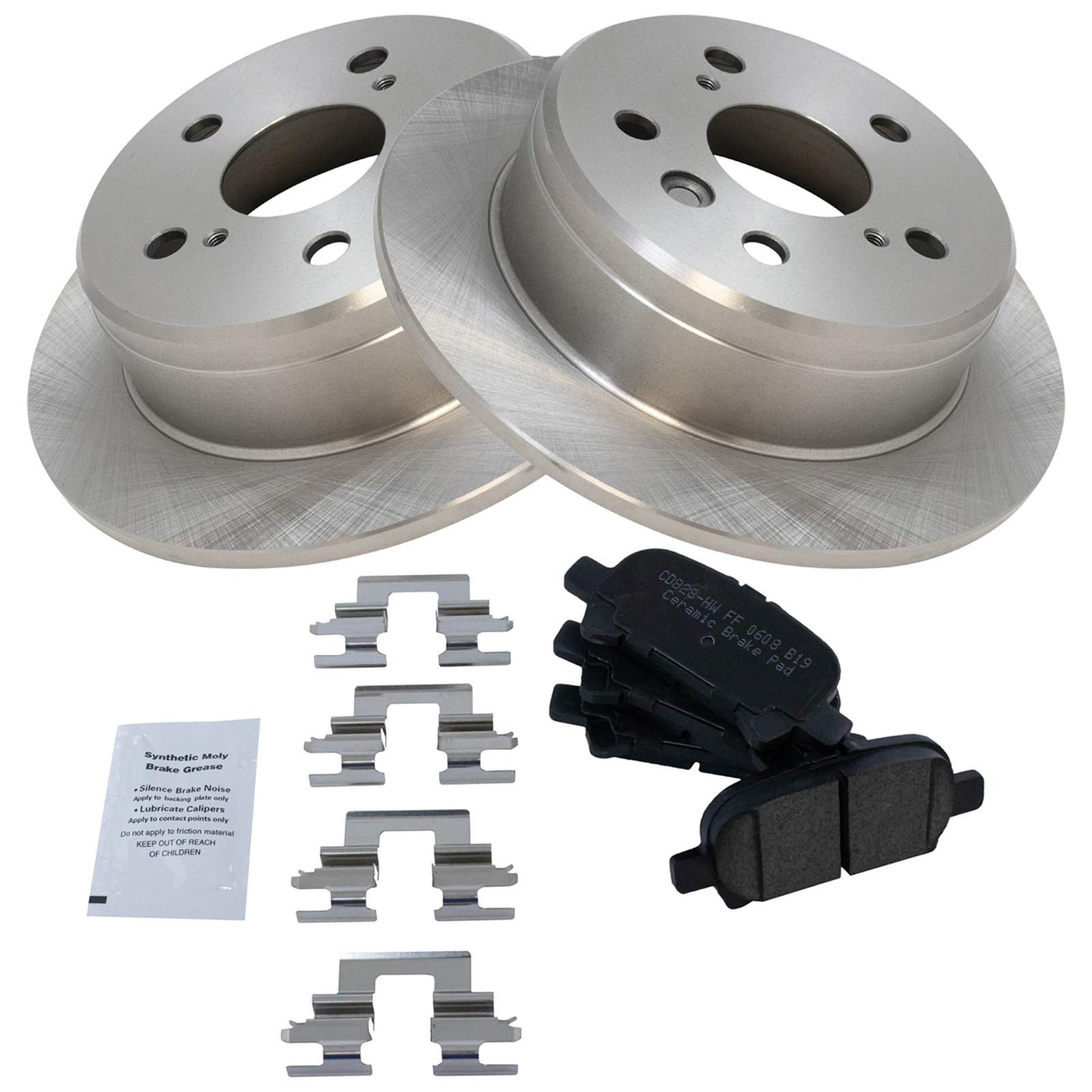 TRQ Rear Brake Pad & Rotor Kit Brake Pads Brake Rotor Ceramic Compatible with 2000-2001 Toyota Camry 1999-2003 Solara
