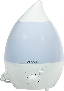 AIRCARE Ultrasonic Cool Mist Humidifier,Whisper-Quiet, Multi Color LED Light, Aroma Therapy Essential Oil Diffuser for Home, Bedroom, Baby, Nursery, Yoga, Spa and Office (white, 33 gal)