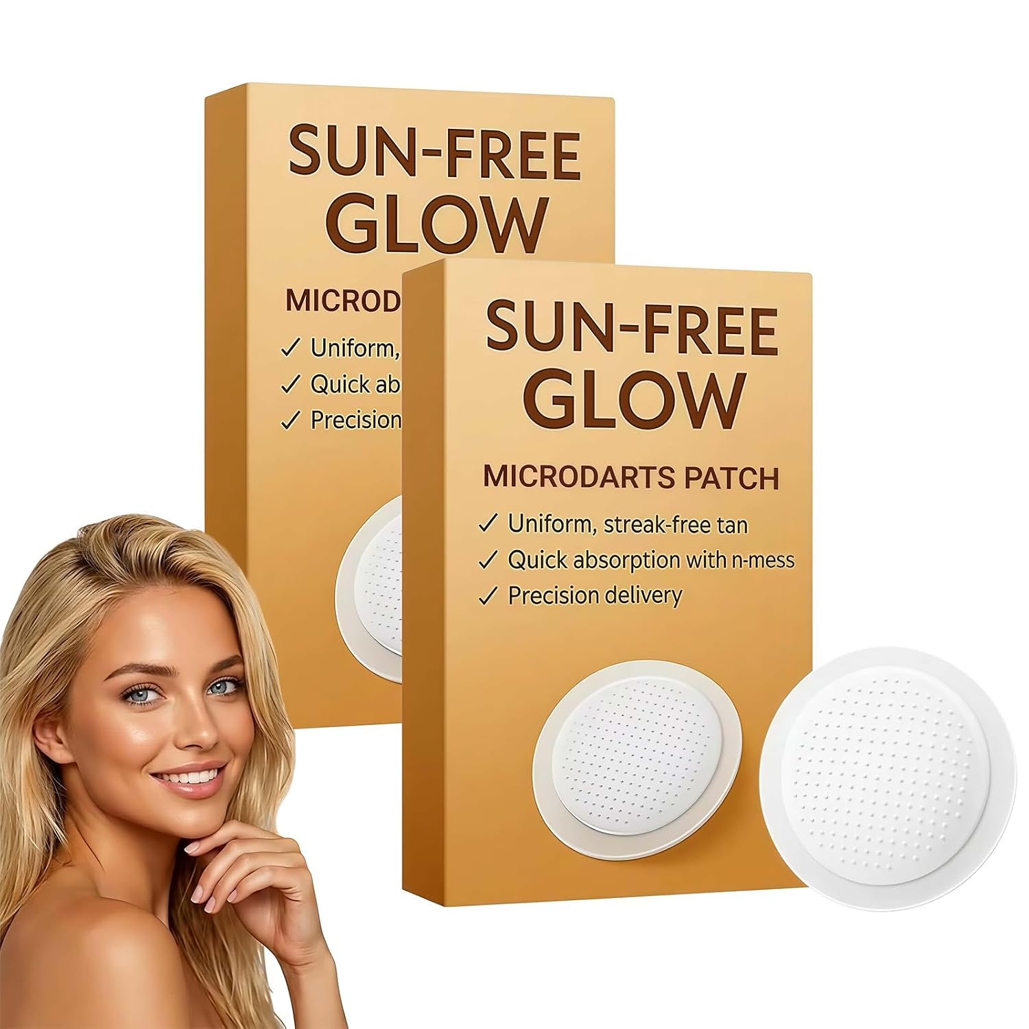 Purevlab Sun Free Glow Patches, Sun Free Glow Microdarts Patch, Sun Free Glow Tanning Patches,Suitable for All Skin Types, 2 Pack