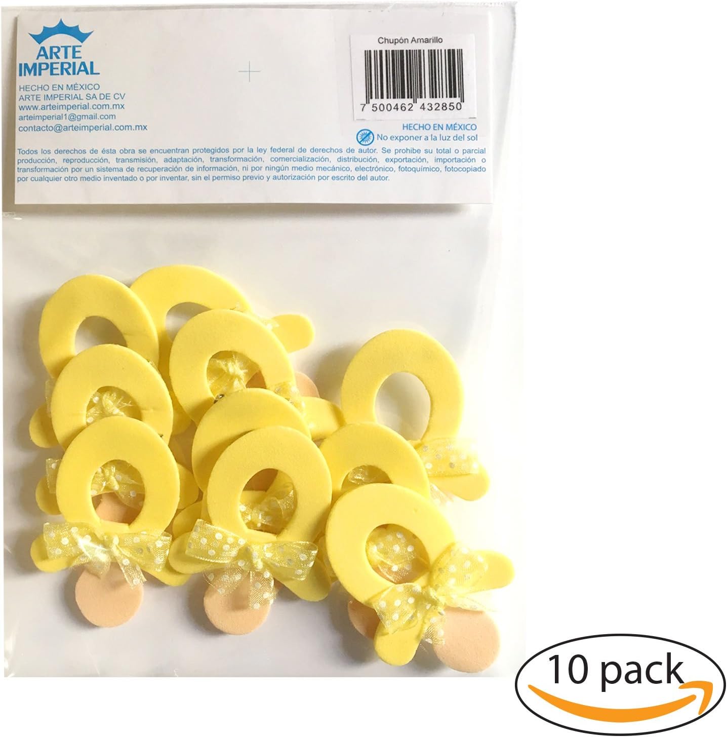 Cute Baby Shower Pin, Set 10 Pieces, Yellow Pacifier, Decorations, Handmade Baby Shower Pins for Guest to wear, Ornament to decore Your Party. Craft Ideas, use in Baby Sex Reveal Party