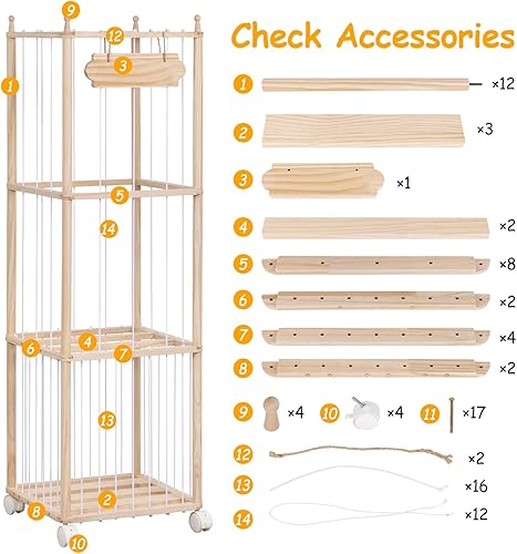Miniatura 7 de Almacenamiento de animales de peluche, organizador de juguetes grande de madera, soporte para animales de peluche para habitación de niños,