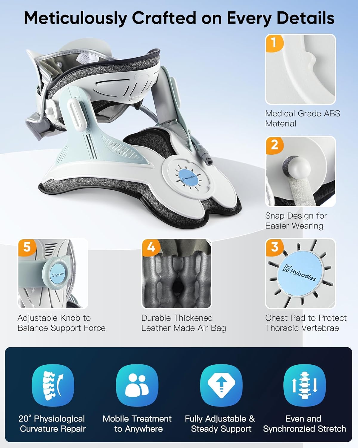 Cervical Neck Traction Device: Neck Stretcher for Cervical Pain Relief, Electric Air Pump with 3 Power Traction, Built-in 8 Airbag, Improved Stretcher for Neck Decompression and Neck Tension Relief - Image 6