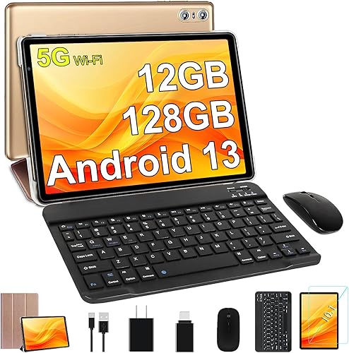 SEBBE Tablet PC 2024 de 10 pulgadas, Android 13, 12 GB de RAM + 128 GB ROM TF 1 TB Octa-Core 2.0 GHz, Bluetooth 5.0  5G WiFi  6000 mAh  1280 * 800