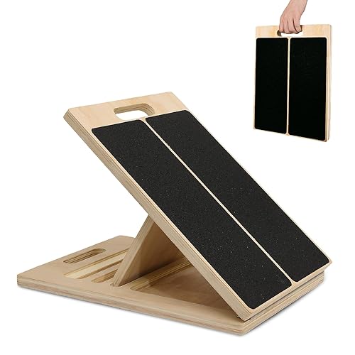 Incline Board for Calf Stretching Exerciser, Wooden Portable Adjustable Angles