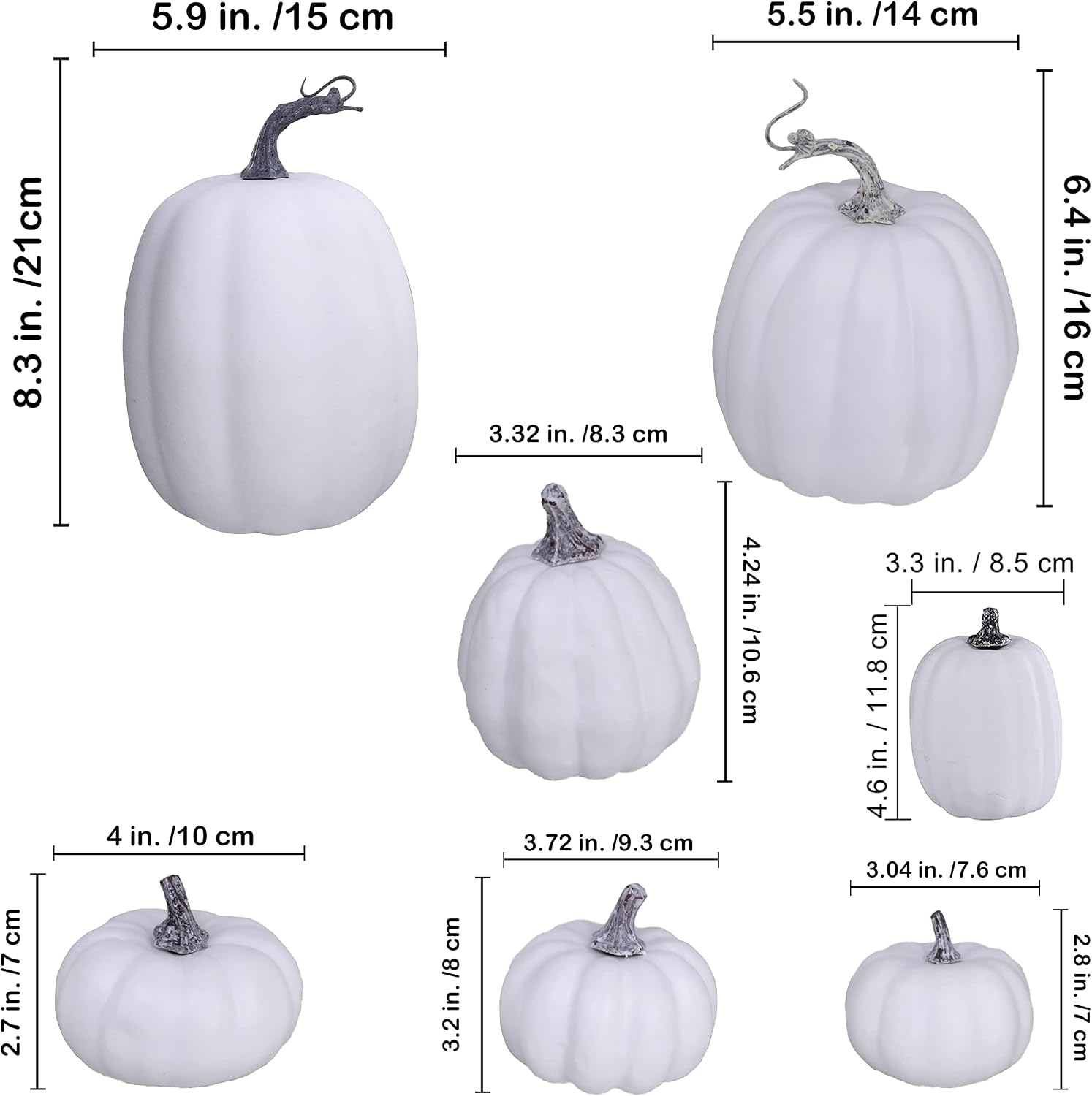 Artificial White Pumpkins Bulk Faux Harvest Pumpkins for Fall Wedding Thanksgiving Halloween Seasonal Holiday Tabletop Decoration Centerpiece 12 Pcs Assorted Sizes
