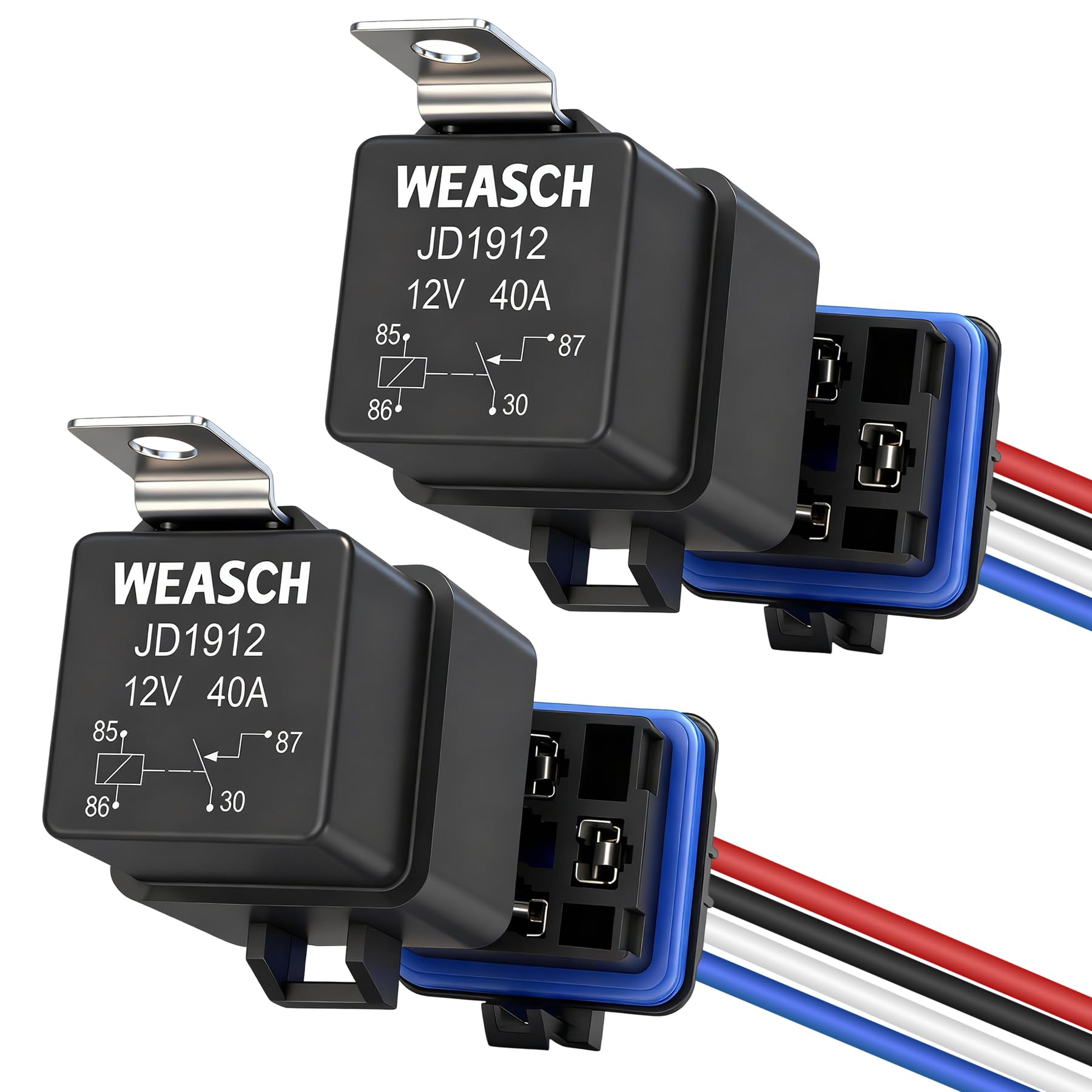 2 Pcs Waterproof Relay Kit, 12V 40A, 4 Pin SPST, Heavy Duty 14 AWG Tinned Copper Wires Automotive Relay and Harness Set for Automotive Car Marine Boat (2)-image-41