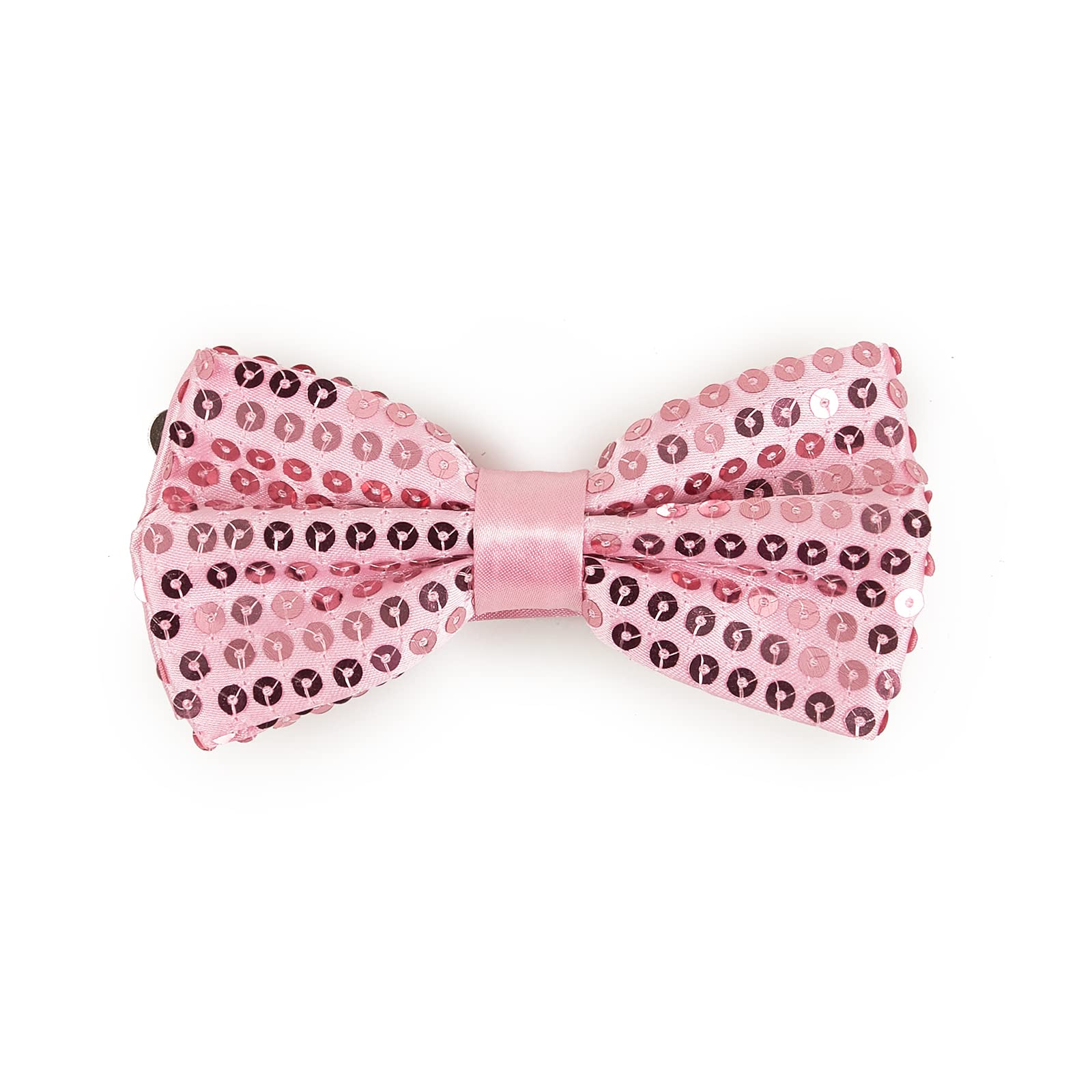 Sequin Banded Bow Ties Men's Adjustable Length Bowtie, Double-Layer Bowtie, Many Colors to Choose From, Pink, One size
