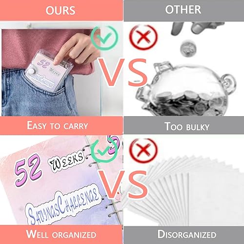 Miniatura 2 de Carpeta de ahorro de 4 piezas, desafío de ahorro de 52 semanas, mini desafío de ahorro de carpeta, libro de desafío de ahorro de dinero, carpeta de