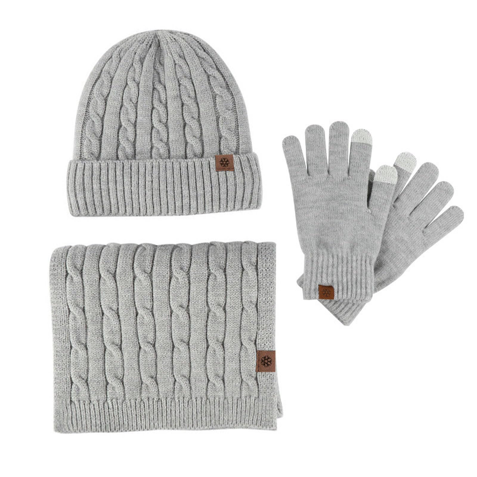 Wintermütze Schal Handschuhe Set Winter-Set Aus Dicker Strickmütze, Und Handschuhen Für Wärme Schutz Vor Kälte -schwarzer Anzug