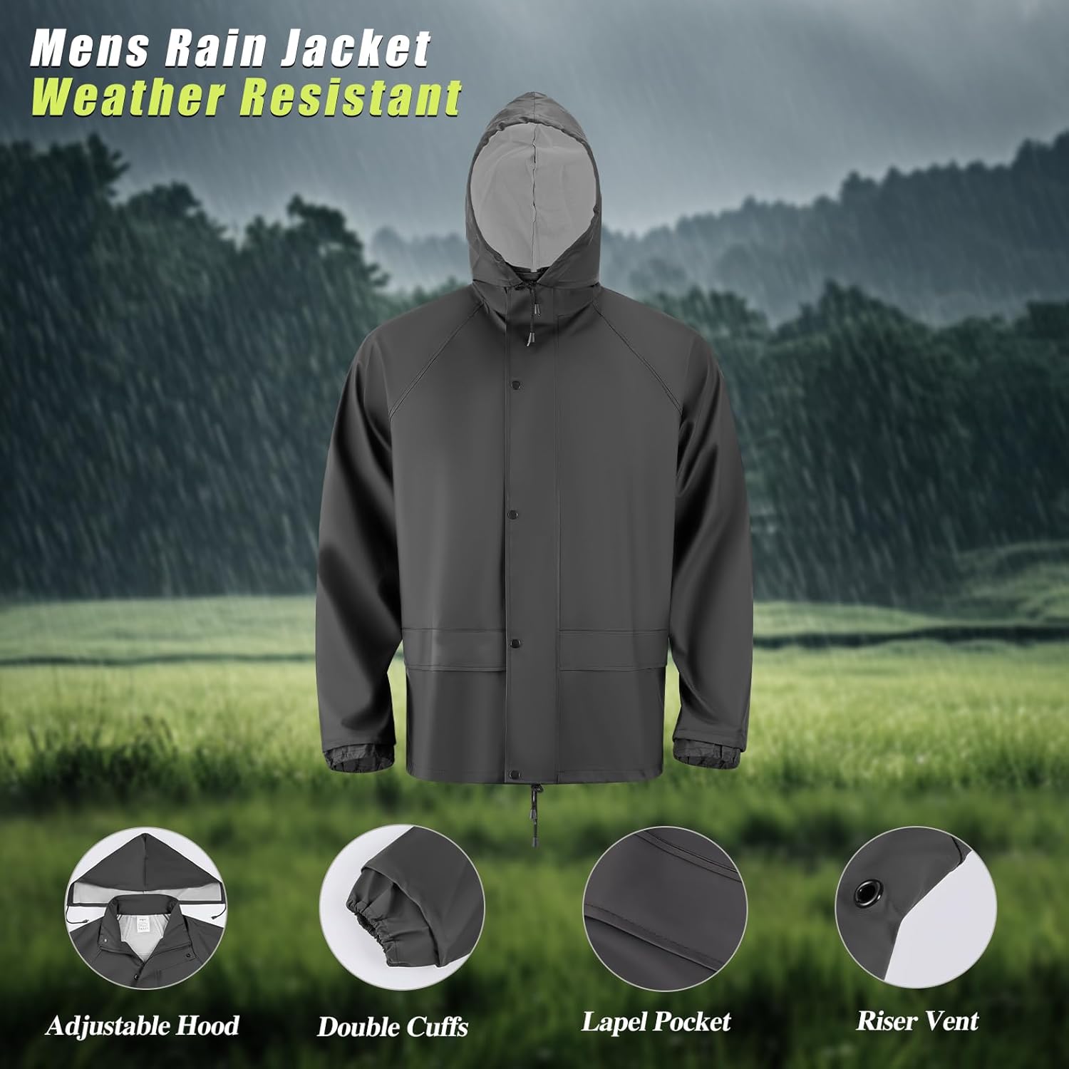 Rain Suit For Men & Women Waterproof Heavy Duty Rain Gear Reflective Jacket for Fishing Outdoor Work Raincoats - Image 3