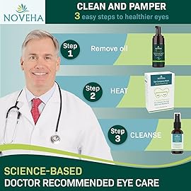 NOVEHA Demodex Eyelid Cleanser Foam | Extra Strength Tea Tree Oil Formula | Daily Face Wash For Eyelash, Demodex, MGD, Stye Eyes, Eye Irritations & Skin Dryness, 3.38 fl oz (3 Pack)