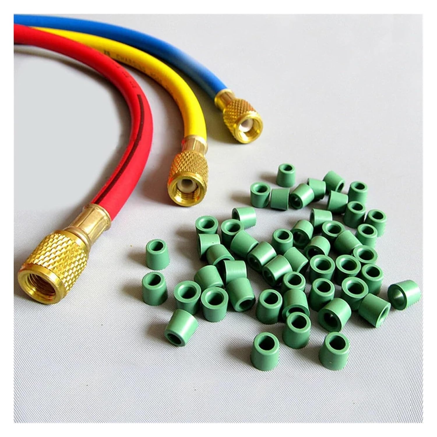 150pcs/lot Green Air Conditioning 1/4'' Charging Hose Valve Gasket Manifold Repair Seal Kit Replacement Car Accessories