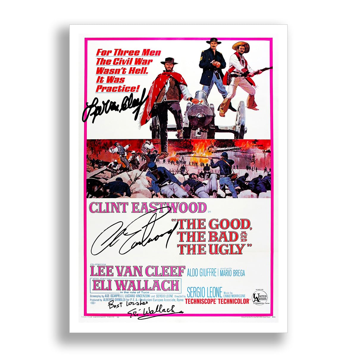 Mounted Gifts Black The Good The Bad And The Ugly Cast Signed A4 Poster Photo Print Framed Autograph Gift Movie Film (Poster Only)