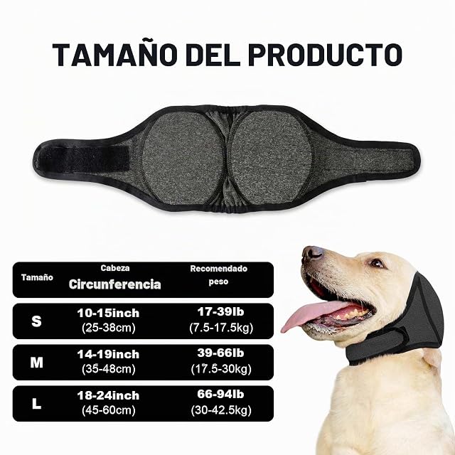 Foto 2 de 7 de Protector de Orejas para Perro Antiruido, Anti-Estrés y Protección de Orejas, Bandas Ajustables para Ruidos…