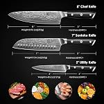 KEEMAKE Damascus Knife Set 3 PCS, Razor Sharp Kitchen Knife Set, 67 Layers Damascus Steel Knife, Japanese Chef Knife Set with Full Tang Ergonomic Handle, Kitchen Knives for Meat Vegetable Cutting