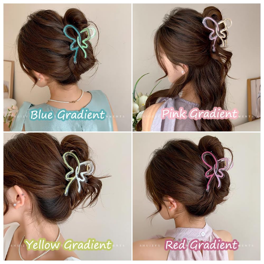 Ouliget Elegant Korean Large Bow Claw Clips for Women Non Slip 4 Pieces image 5