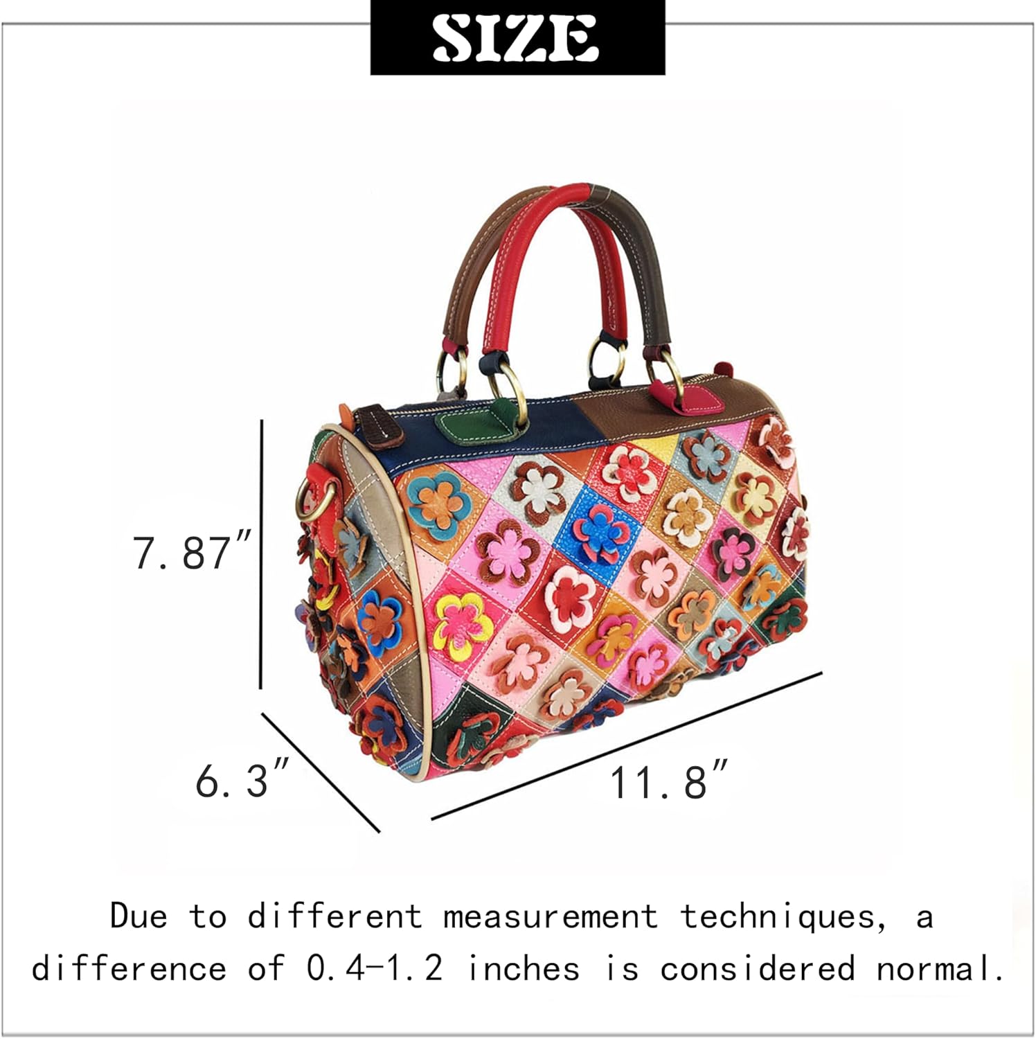 Handmade Cowhide Multi-color Block Random Stitching Unique Style Women's Bag - Crossbody, Shoulder and Handheld - Image 5
