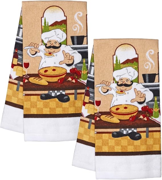 Home Collection Chef-Themed Kitchen Mitts, Pot Holder, Kitchen Towels Set