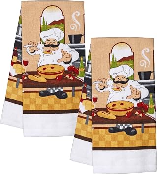 Home Collection Chef-Themed Kitchen Mitts, Pot Holder, Kitchen Towels Set