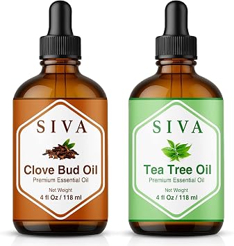 Siva Clove Bud and Tea Tree Essential Oil 4oz Bundle Super Saver Combo Premium Grade Value Set for Aromatherapy, Skincare and Haircare