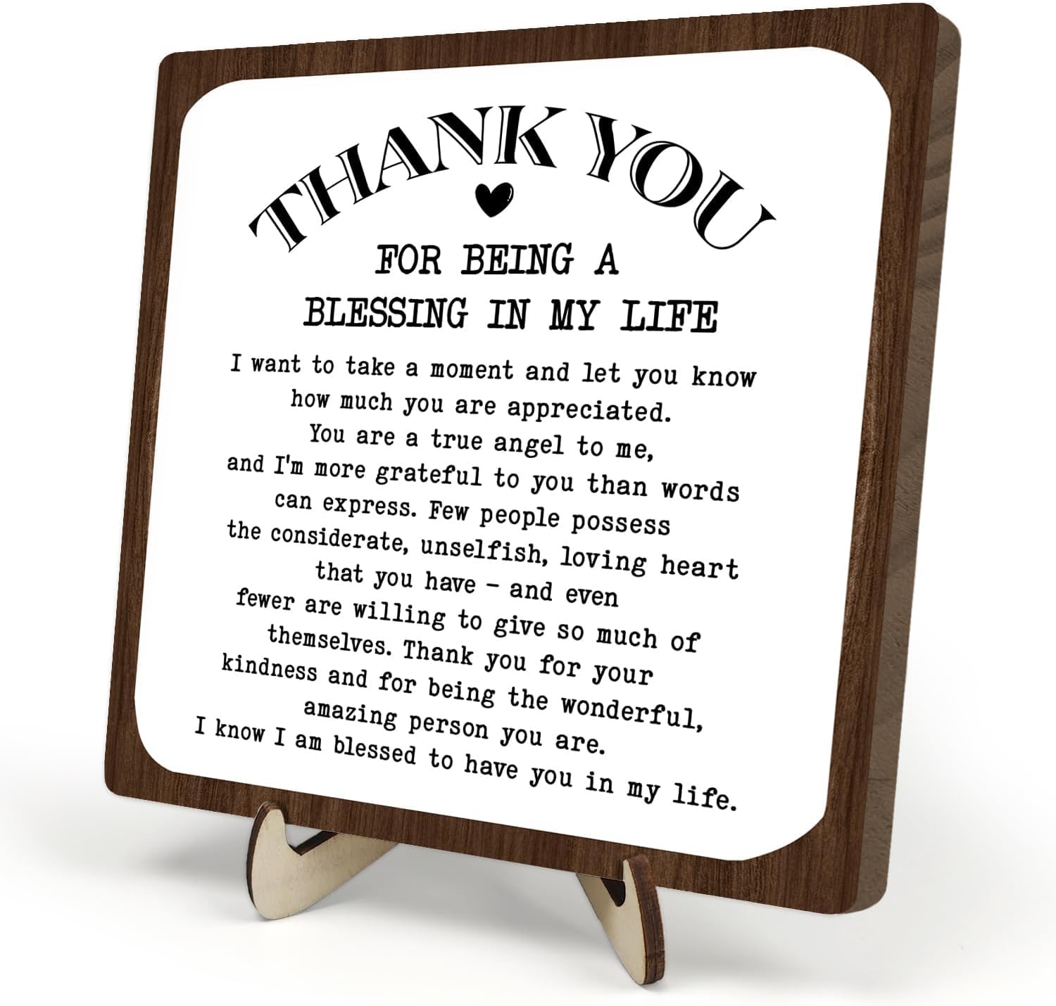Thank You Gifts for Women Men, Appreciation Gifts for Friends, Coworker Leaving Gift, Home Office Decor Wooden Plaque Sign 5.9 x 5.9Inch-Thank You for Being A Blessing in My Life (White+Brown)