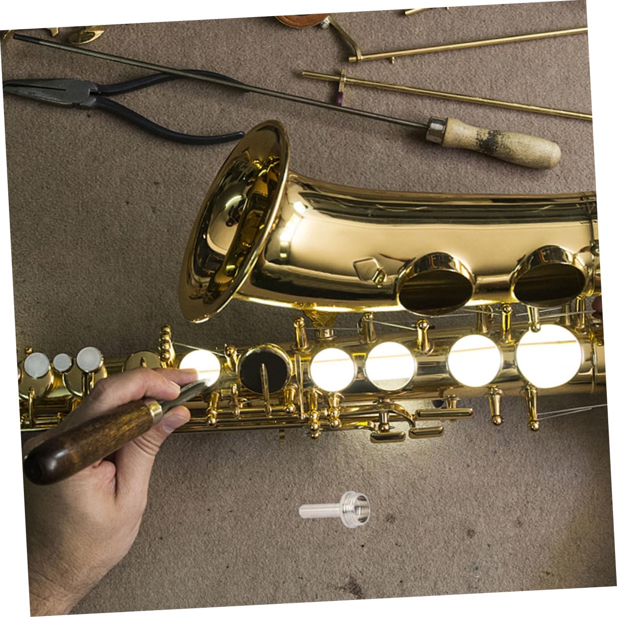 Toyvian 12 szt. małych kolb guzikowych akcesoria do instrumentów antykorozyjne tłoki instrumenty muzyczne wymiana korbowodów drążek na palec ze stali nierdzewnej metalowy komponent ze stali