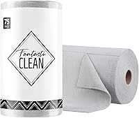 Fantasticlean Microfiber Cleaning Cloth Roll 75 Pack - Tear-Away 12x12 Reusable Washable Towels, Ultra Absorbent Scratch-Free Grey