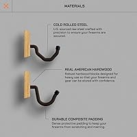 Vista 3 de Hold Up Displays - Soporte horizontal para pistolas y ganchos para escopetas almacenan cualquier rifle, escopeta y arco - Madera dura real cosechada