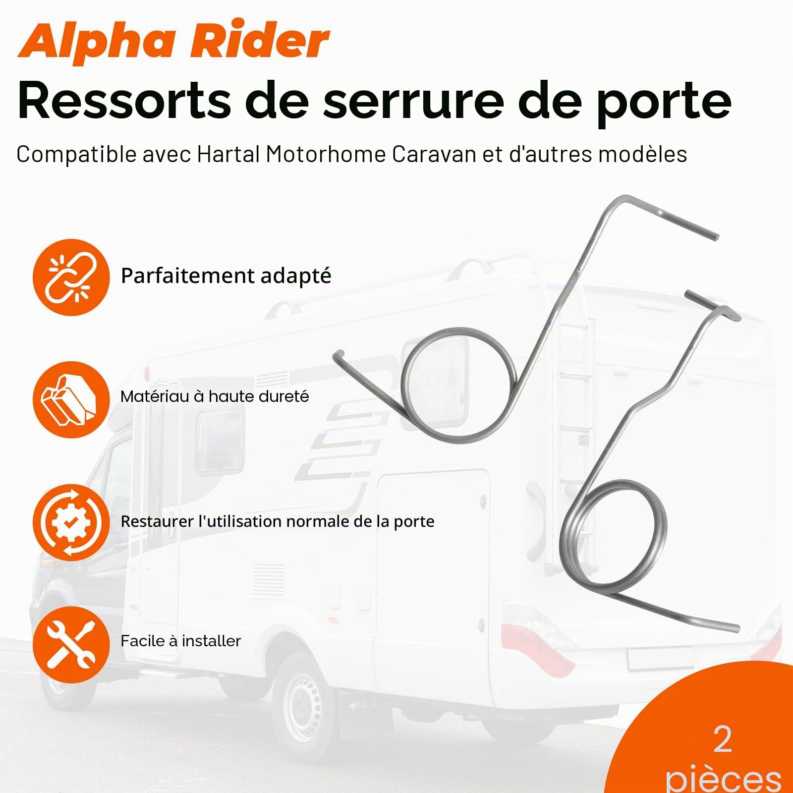 Lot de 2 ressorts de verrouillage de porte compatibles avec Hartal Motorhome Caravan Door Replacement pour porte gauche ou droite, en acier inoxydable