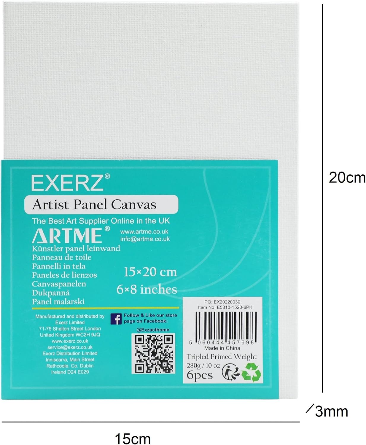Exerz 15x20cm Canvas Panels 6pcs, 3mm 280gsm 100% Cotton/Blank Canvas Board/Triple Primed/Acid Free/Medium Grain - Image 3