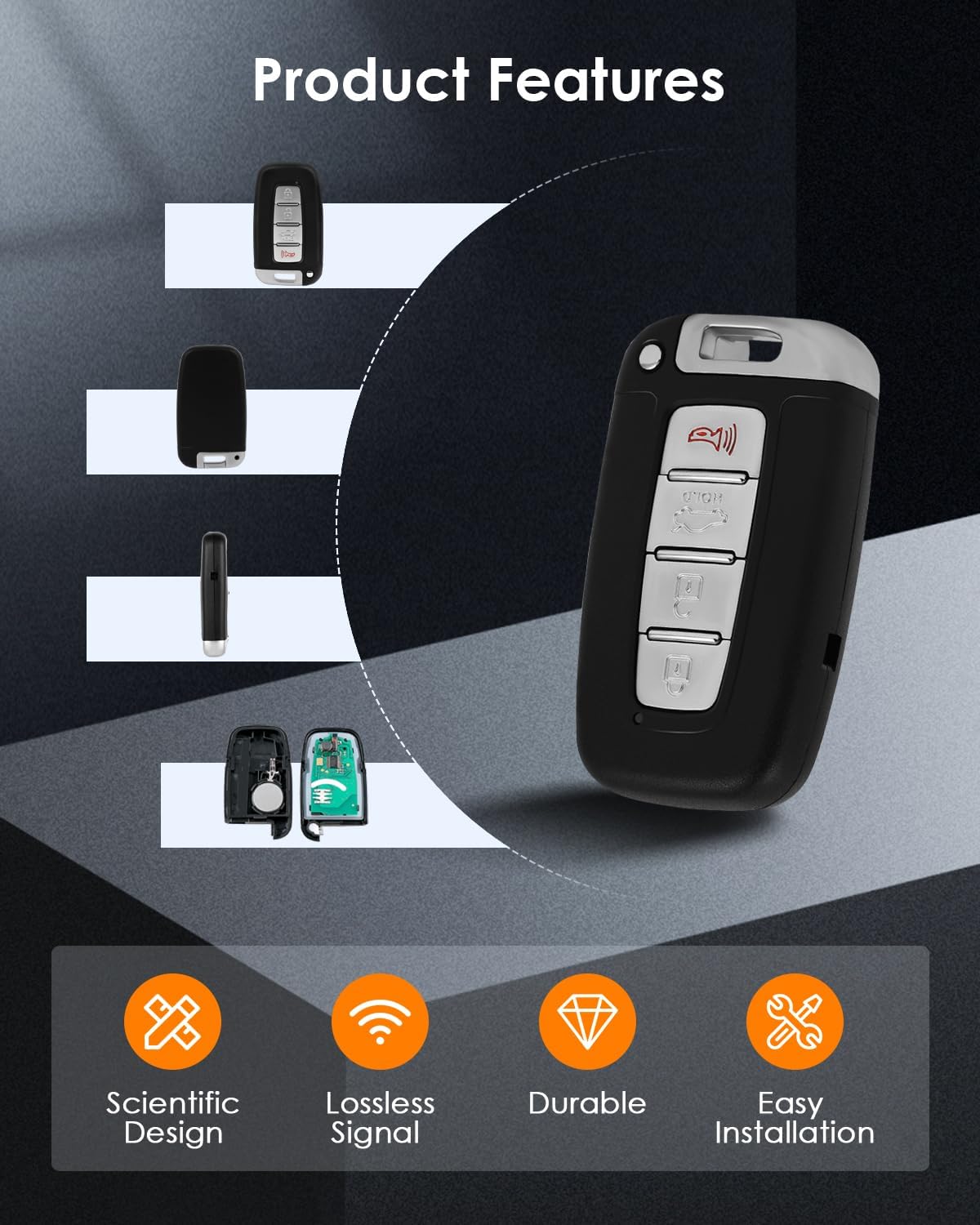 OCPTY 1X Flip Key Entry Remote Control Entry Remote Key Fob Transponder Ignition Key for 09-15 for Hyundai Azera for Elantra for Elantra GT Equus for Genesis Sonata 267AL-HMFNA04