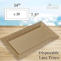 Vista 5 de Silver Spoons Bandejas de encaje desechables para bodas y cenas de lujo 6 piezas Oro 14' x 7.5