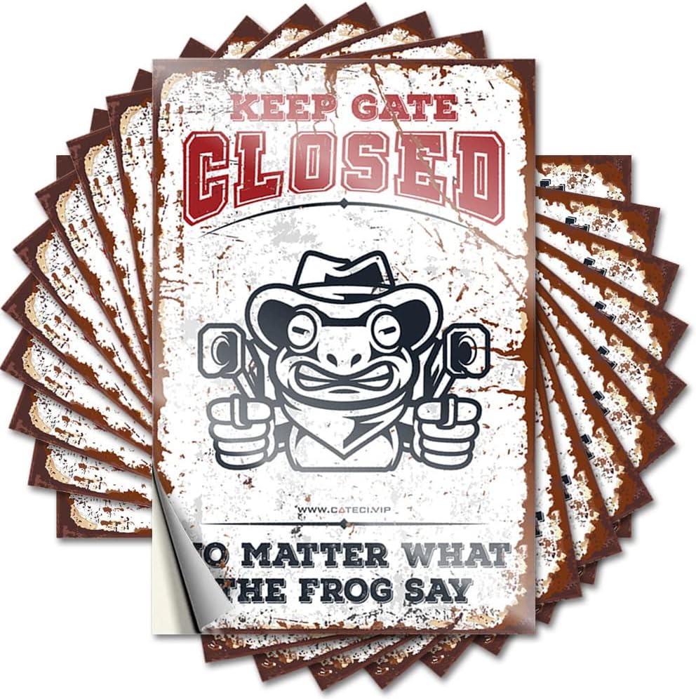 Sticker Funny Beer Laptop Custom Magnetic Wall Sticky Back - Keep Gate Closed No Matter What The Frog Say Funny Bar Signs for Home Bar(20X30CM-1Pcs)