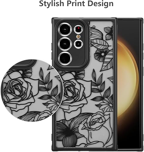Miniatura 3 de XIZYO Funda para Samsung Galaxy S23 Ultra con diseño de rosa, diseño floral, funda delgada de TPU a prueba de golpes, funda protectora para mujeres