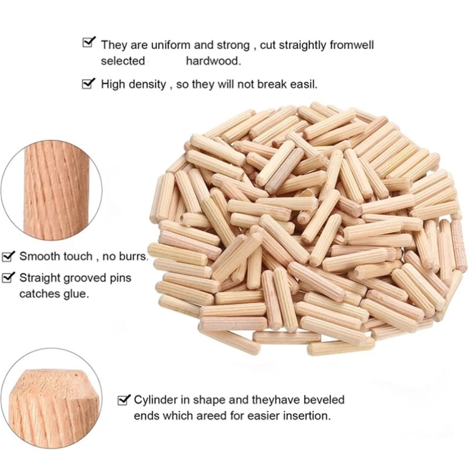 100/50 Stück Holzdübel for Schrankschublade, rund, geriffelt, Holz, Basteldübel, Stangen, Möbelbeschlag FüR Diy, Modellbau Und Heimwerker(Log color 1x10cm,50pcs)