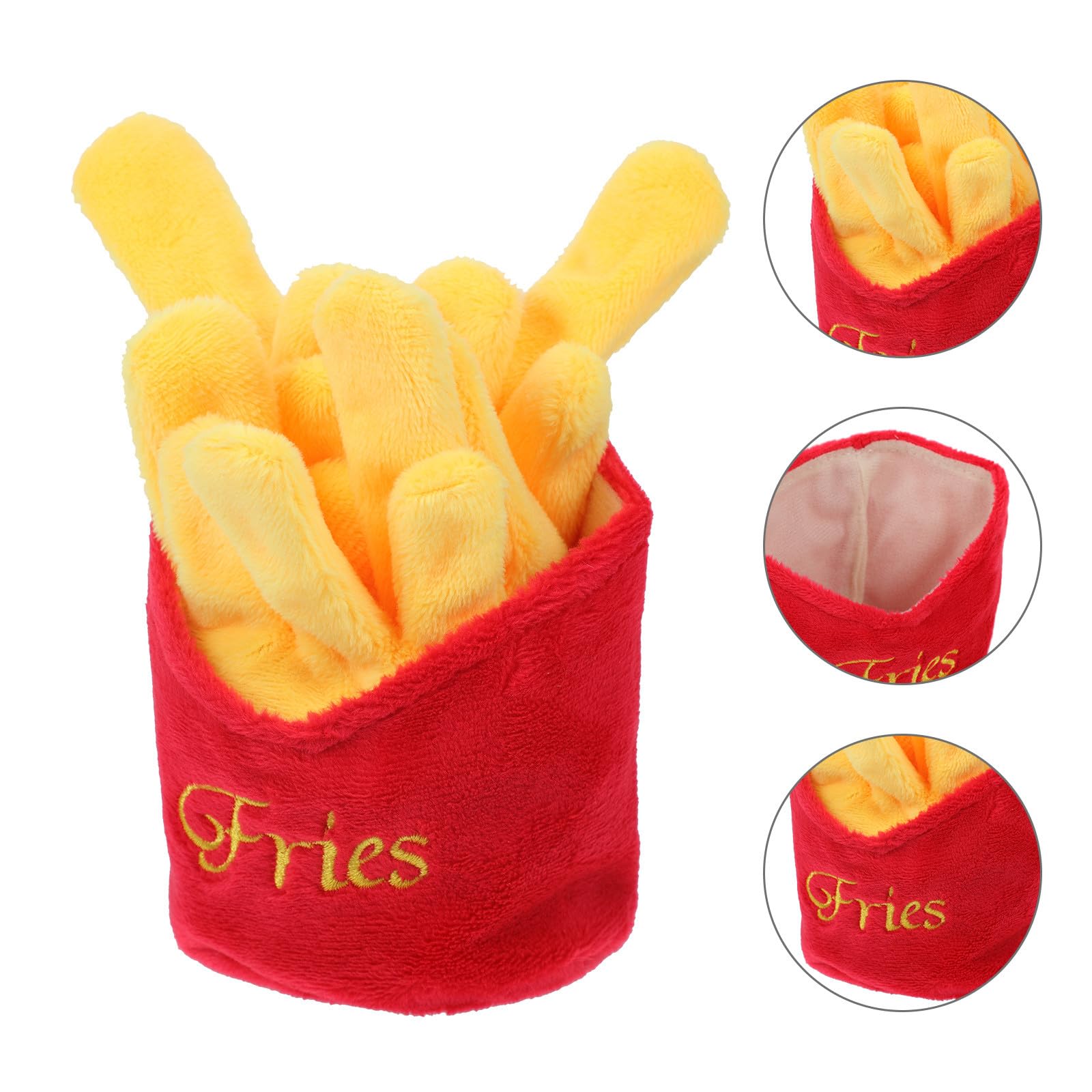 Veemoon Mâcher pour Chien Petit Format en Peluche Imitant des Frites, Résistant aux Morsures et Couineur pour Animaux, pour Stimuler la Mastication et Occuper Les Chiens