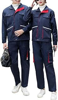 2-teiliges Arbeitskleidungs-Set für Erwachsene, Unisex, mit mehreren Taschen, langärmelig, Arbeitsjacke und Hose