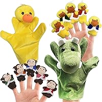 Vista 1 de RIY Juego de marionetas de dedo de monos de peluche para niños pequeños con animales marionetas de mano de 12 piezas