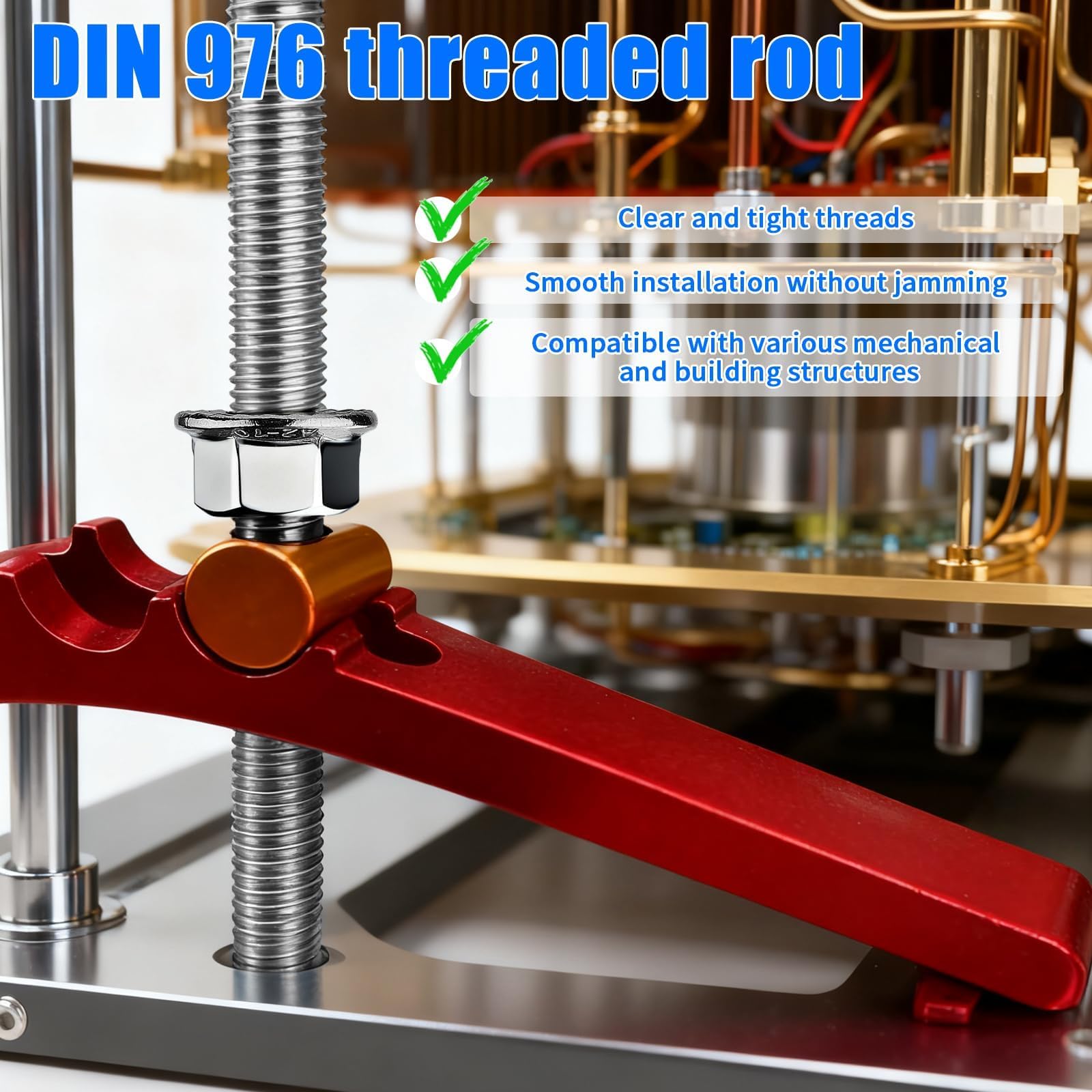 Varilla roscada M10 x 300 mm, 5 unidades de varillas roscadas DIN976, varilla roscada M10, acero inoxidable A2 V2A, rosca completa, varillas roscadas con 10 tuercas hexagonales para