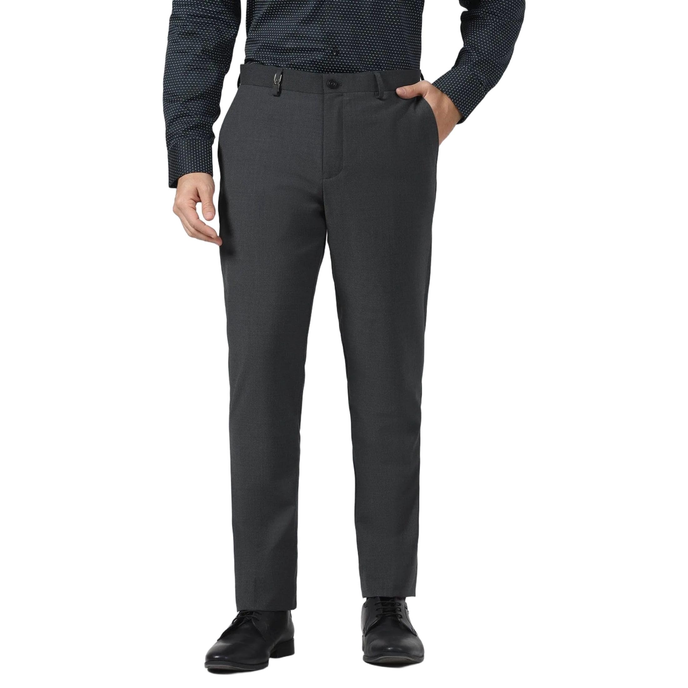 Men's Polyester Blend Solid Slim Fit Formal Trousers