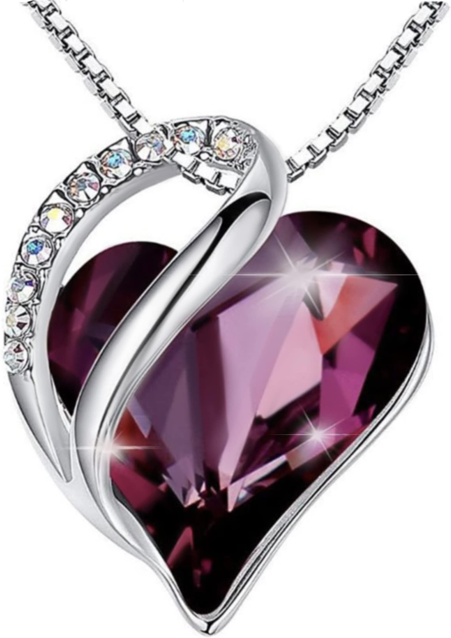 Necklaces for women Infinity Love Heart Pendant Necklace Heart of Ocean Pendant Jewelry Gift for Her, Wife, Girlfriend, Mother on Valentine's Day, Birthday, Anniversary, Mother's day (Dark Pink)
