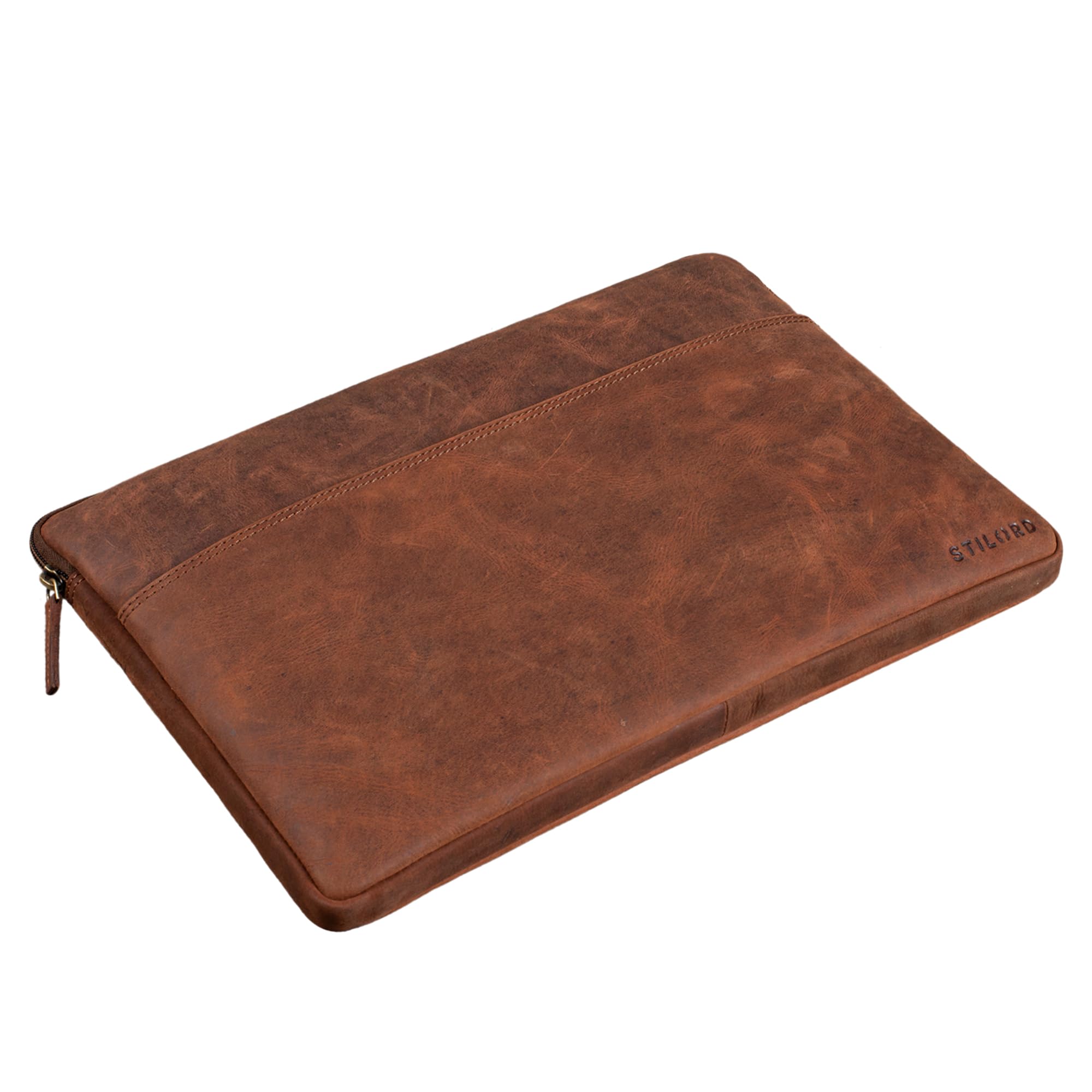 STILORD "Murphy" Rękaw do laptopa 15,6-calowy Skórzany pokrowiec na MacBooka 16-calowy i 15-calowy Folder na dokumenty Notebooka Organizator Kolor:veleta - brązowy