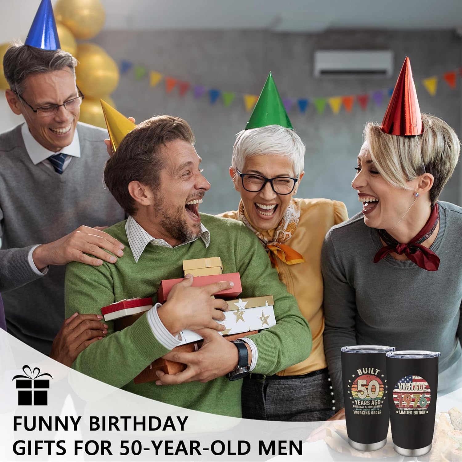 50th Birthday Gifts for Women Men - Vintage 1976 Tumbler 20 Oz - 50th Birthday Decorations for Him Her - 50 Year Old Gifts for Mom, Dad, Wife, Husband - Image 2