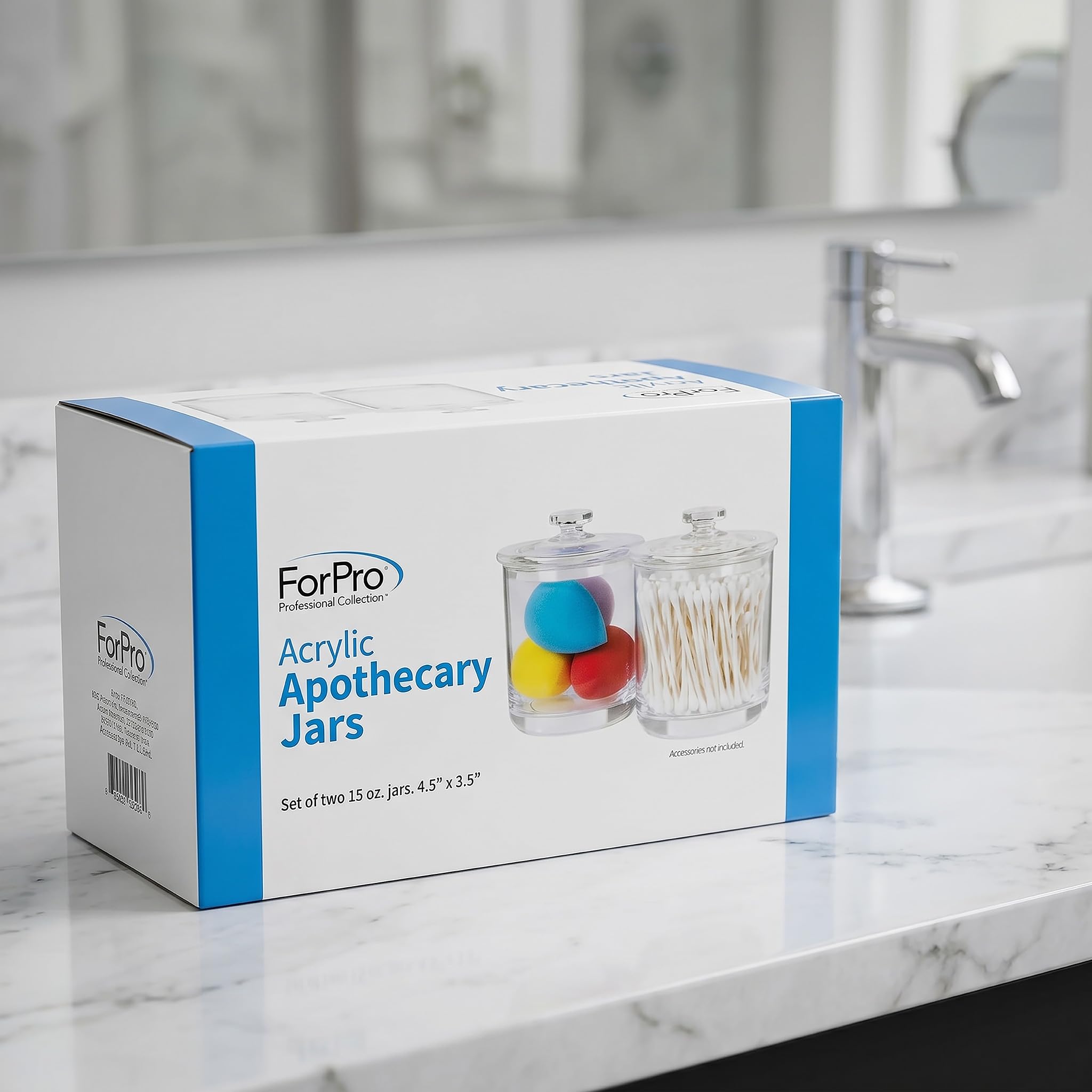 ForPro Professional Collection Apothekergläser aus Acryl mit Deckel, 2 Stück, 425 ml, Aufbewahrungsbehälter für Bad, Küche und Büro, 11,4 x 8,9 cm
