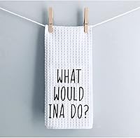 Vista 4 de WCGXKO What Would Ina Do - Toalla de cocina de regalo para inauguración de la casa, toalla de cocina, toalla de cocina (What Would Ina Do Towel)