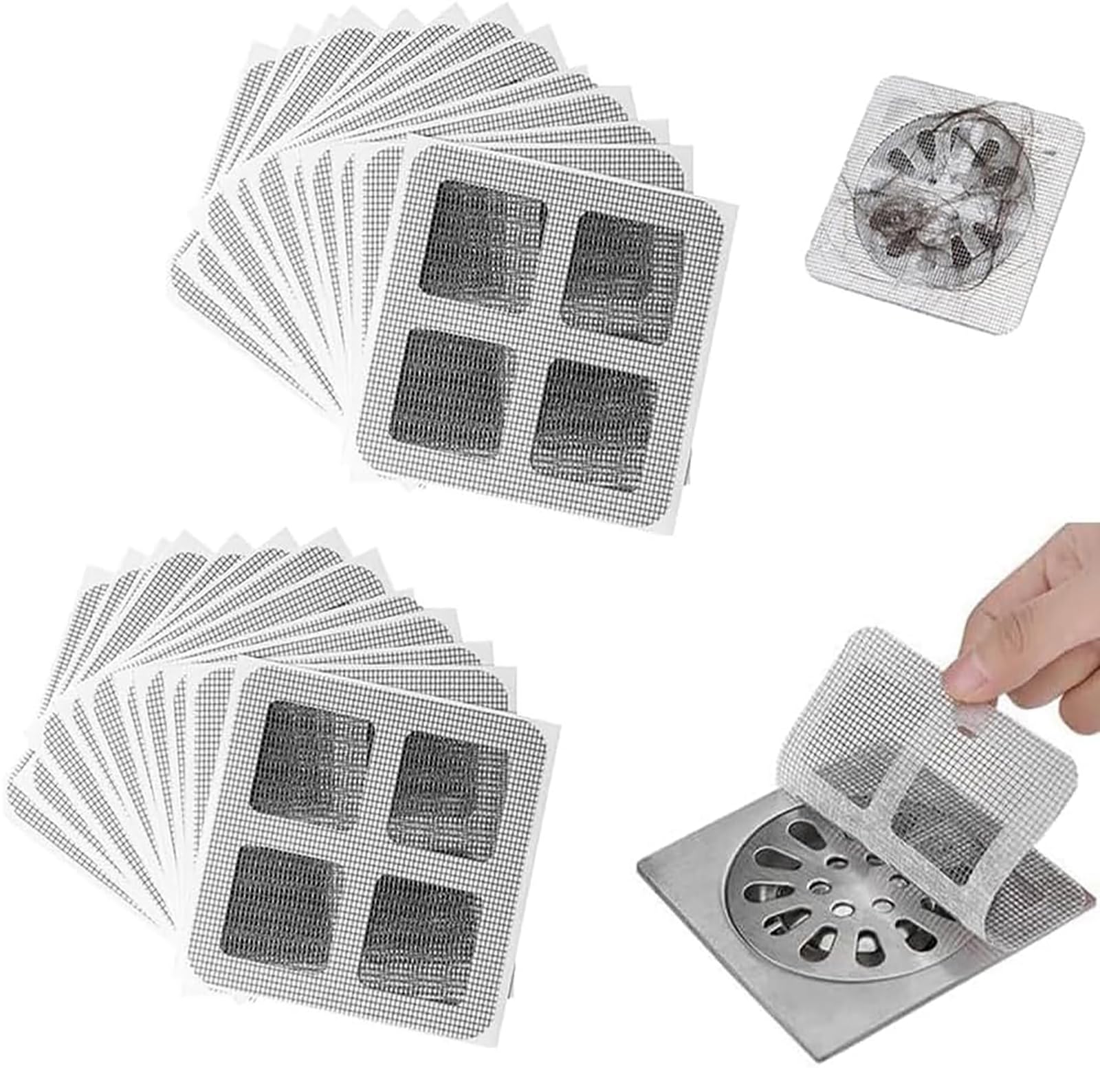 Shower Drain Cover Hair Catcher Bathroom Drain Protector 2026 New Disposable Hair Drain Stickers 4x4 Shower Drain Mesh