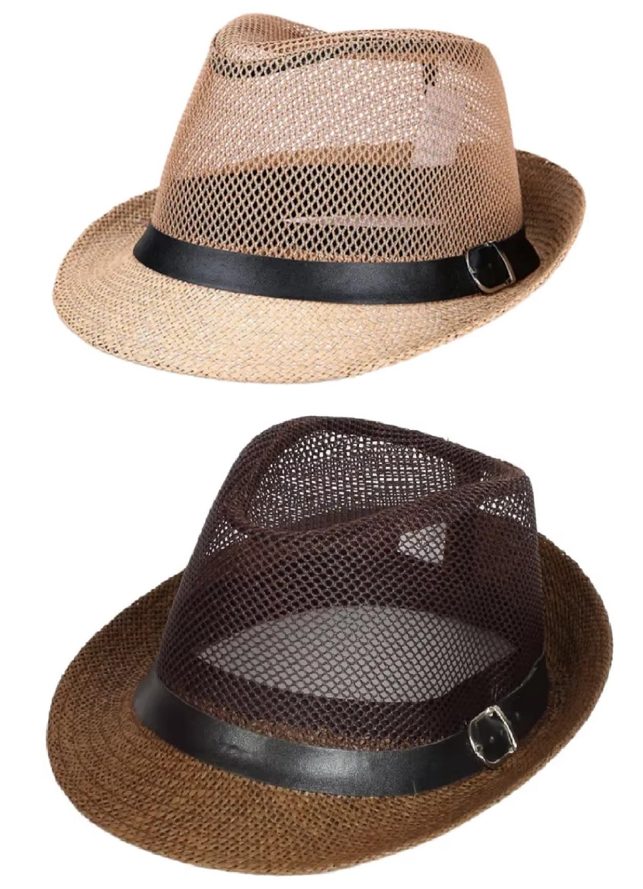 Men's Mesh Net Breathable Fedora Hat f-02 (Free Size) (Combo Pack of 2)-image-27